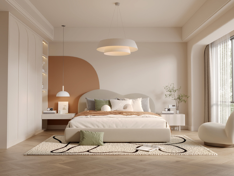 奶油风卧室 主卧 主人房3d模型