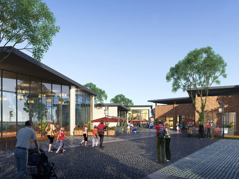  新中式商业街步行街psd 