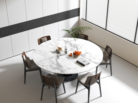 圆形餐桌椅3d模型