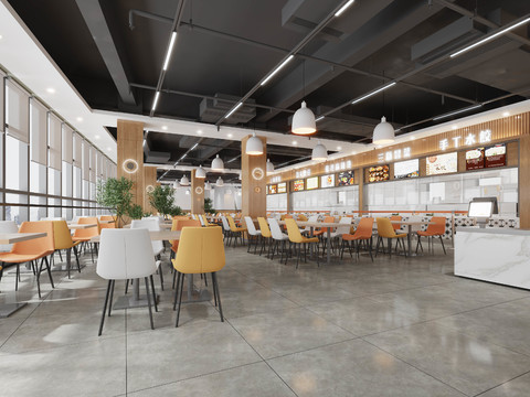  员工食堂 职工餐厅3d模型 