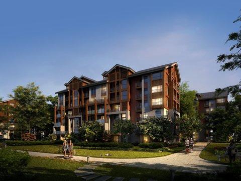  现代住宅楼建筑外观psd 