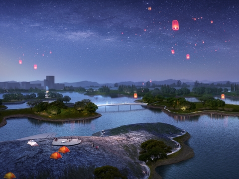  滨海公园夜景psd 