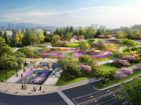  现代公园景观psd 