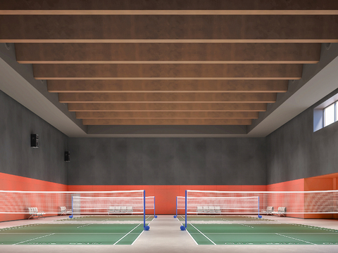  羽毛球馆3d模型 