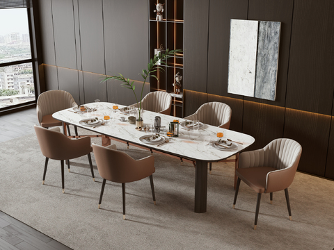 大理石餐桌椅3d模型