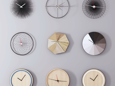  北欧钟表组合3d模型 