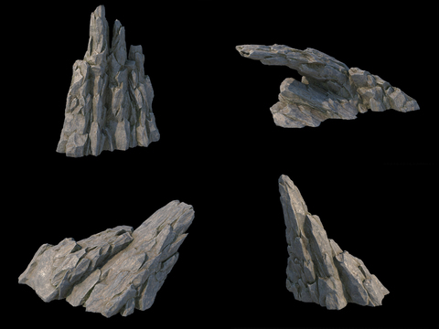  现代石头3d模型 