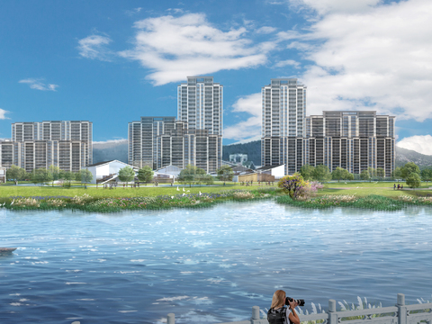  湖泊 河滨景观psd 