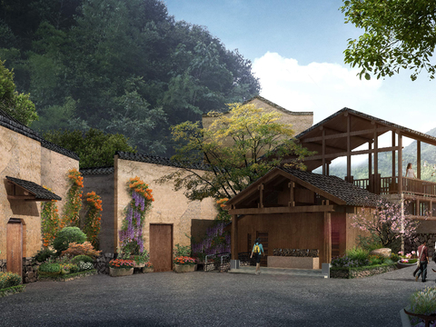  新农村住宅楼外观psd 