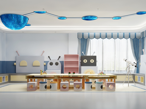  现代幼儿园培训教室3d模型 