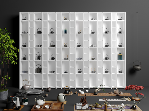  现代茶具茶壶展架3d模型 