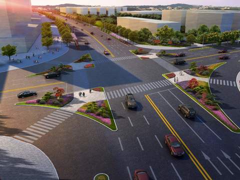  现代道路桥梁景观psd 