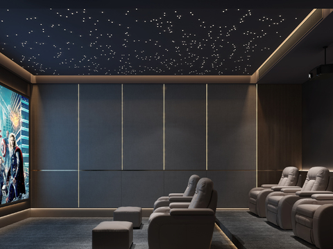  现代视听室3d模型 