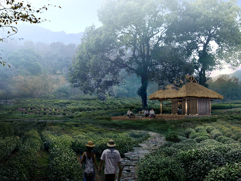  现代农村园林景观psd 