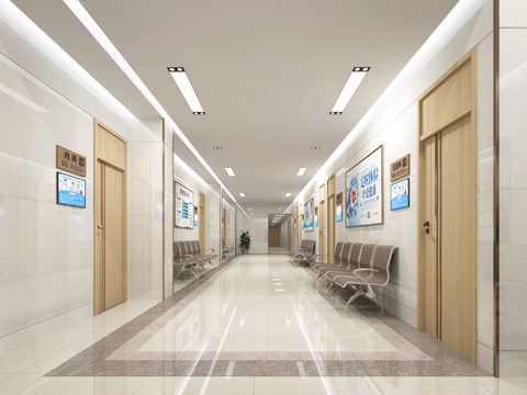  医院过道 走廊3d模型 