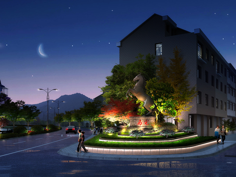  现代道路桥梁夜景psd 