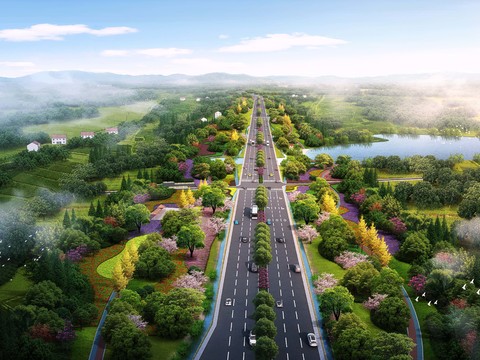  现代道路桥梁景观psd 