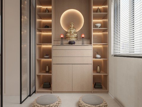  新中式佛堂 佛龛 神龛3d模型 