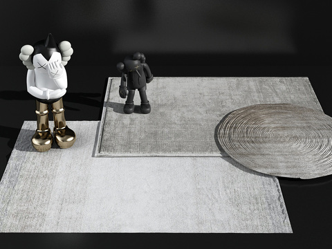  现代kaws雕塑地毯3d模型 