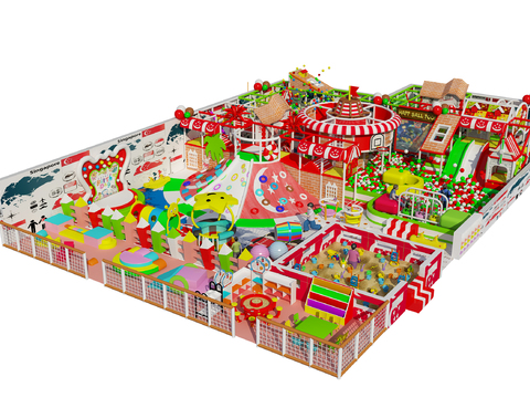  现代糖果淘气堡游乐园儿童乐园3d模型 