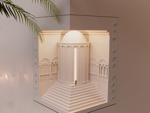  侘寂风嵌入式壁灯 石膏壁灯3d模型 