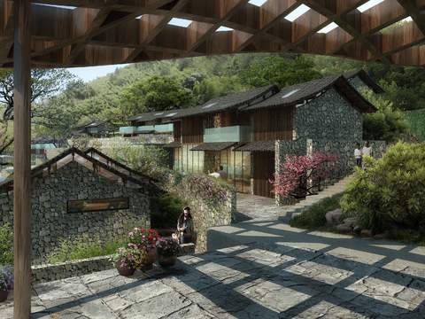  现代农村公园园林psd 