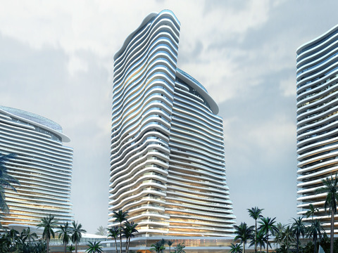  现代办公楼外观psd 