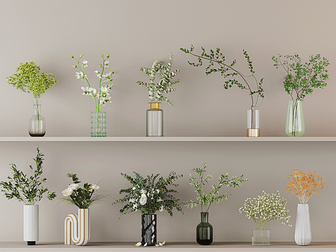  花瓶 花艺 水生植物3d模型 