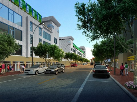  现代商业街道路桥梁psd 