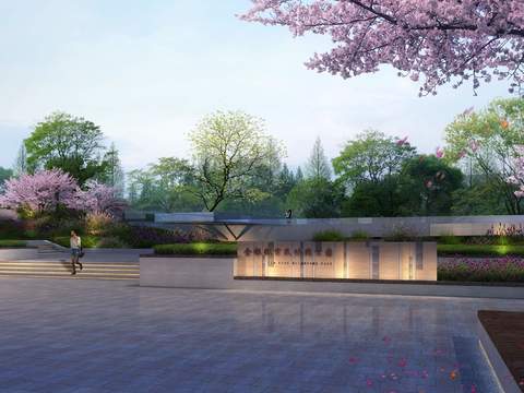  现代休闲公园园林psd 