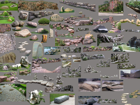  现代假山假石psd 