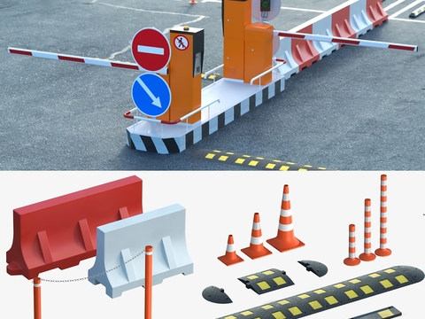  现代路障收费入口3d模型 