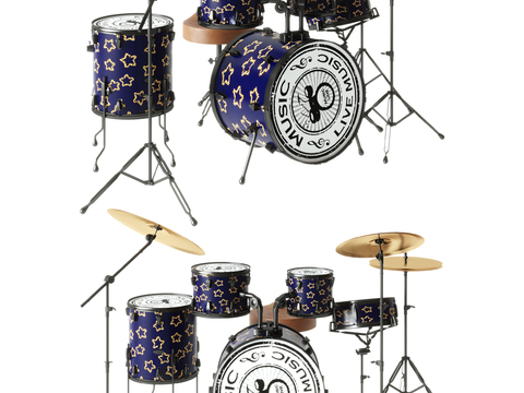  乐器 爵士鼓 架子鼓3d模型 