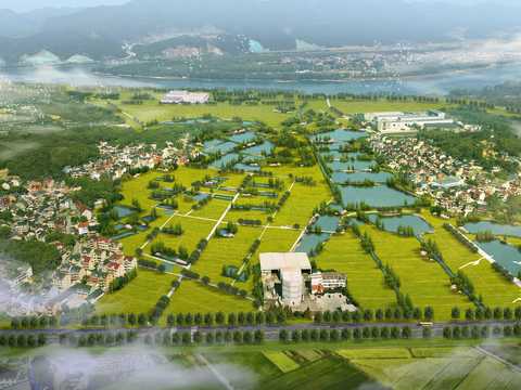  乡村城市鸟瞰psd 