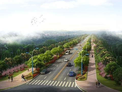  现代道路桥梁景观psd 