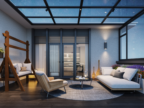  阳台 露台 阳光房 屋顶花园3d模型 