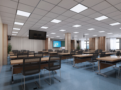  现代多媒体培训教室3d模型 