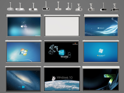  现代投影仪投影幕投影幕布3d模型 
