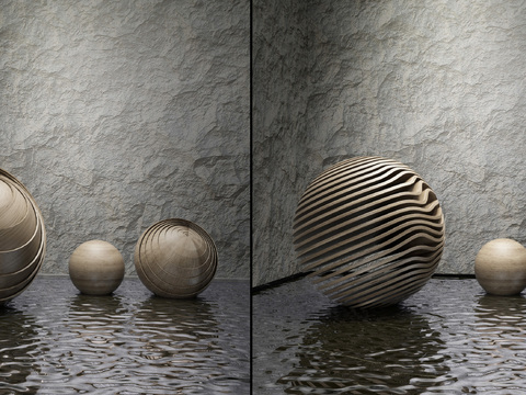  现代球形艺术雕塑3d模型 