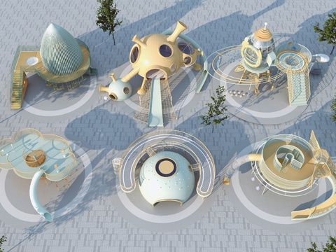  儿童游乐器材 滑梯 秋千3d模型 