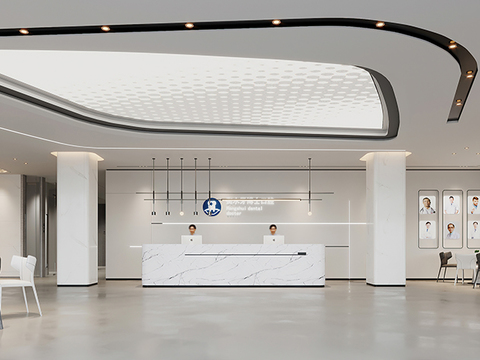  现代口腔医院大厅3d模型 