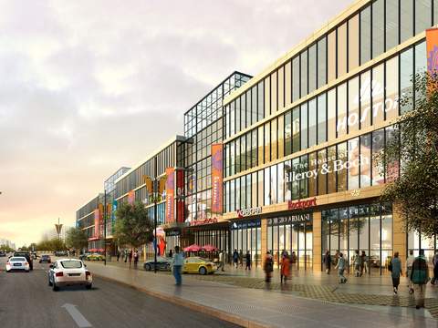  现代商业街步行街景观psd 