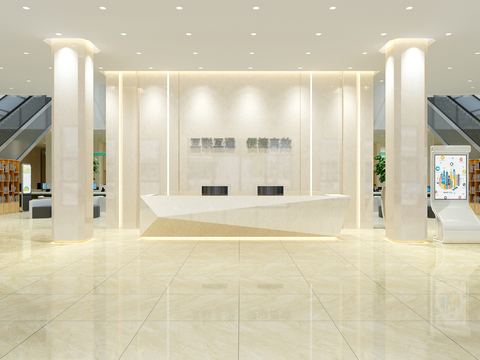  公共政务前台 办事大厅3d模型 