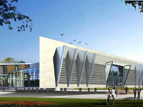  现代办公楼建筑外观psd 