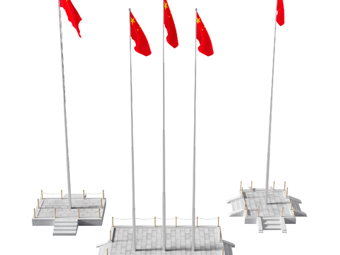  现代升旗台国旗台3d模型 
