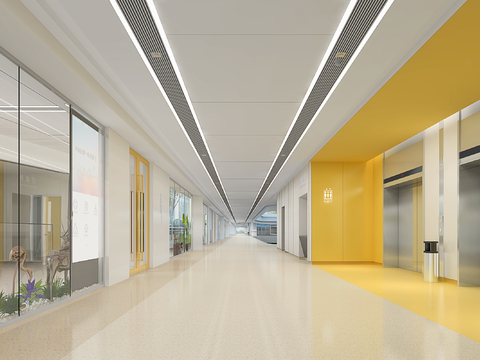  儿童医院 等候区 电梯厅3d模型 