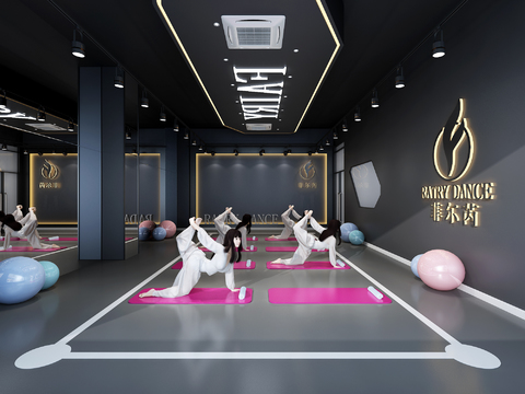  现代瑜伽舞蹈室3d模型 