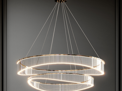  现代双层水晶环形吊灯3d模型下载 客厅餐厅办公室简约吊灯设计 室内装饰照明灯具 