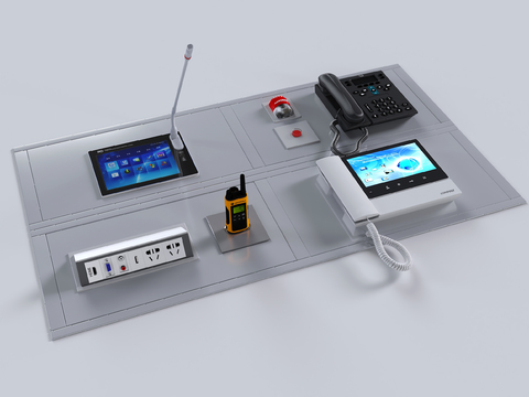  嵌入桌面设备 电话机 对讲机3d模型 