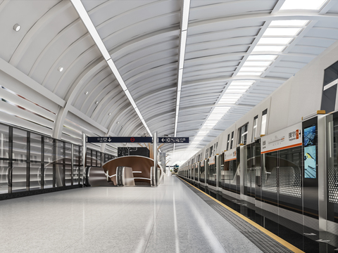  现代地铁站3d模型 